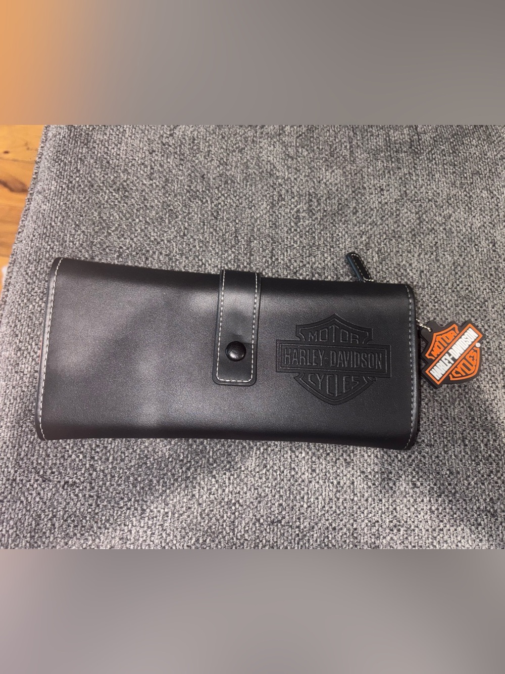 NWOT Harley-Davidson Black Leather Tri-Fold Travel Tech Organizer